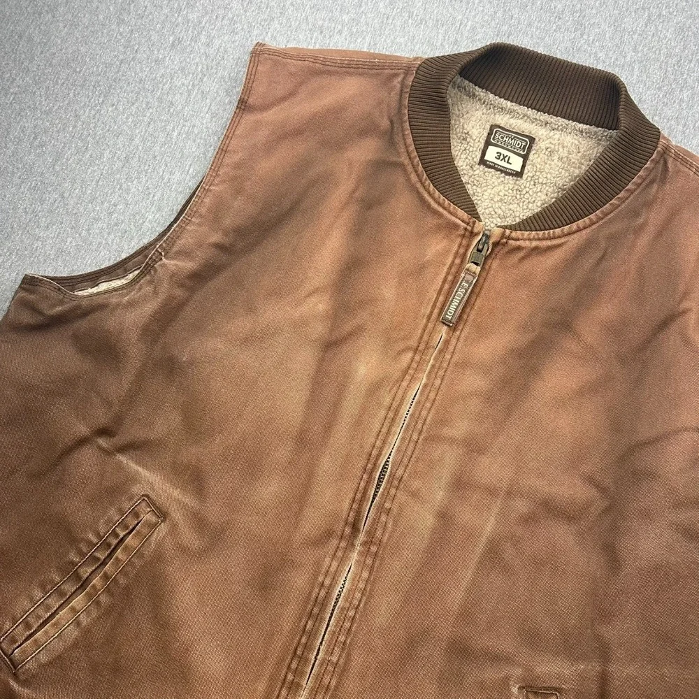 CE Schmidt Full Zip Sherpa Lined Canvas Vest Mens 3XL Brown Outdoor Workwear - Picture 1 of 16